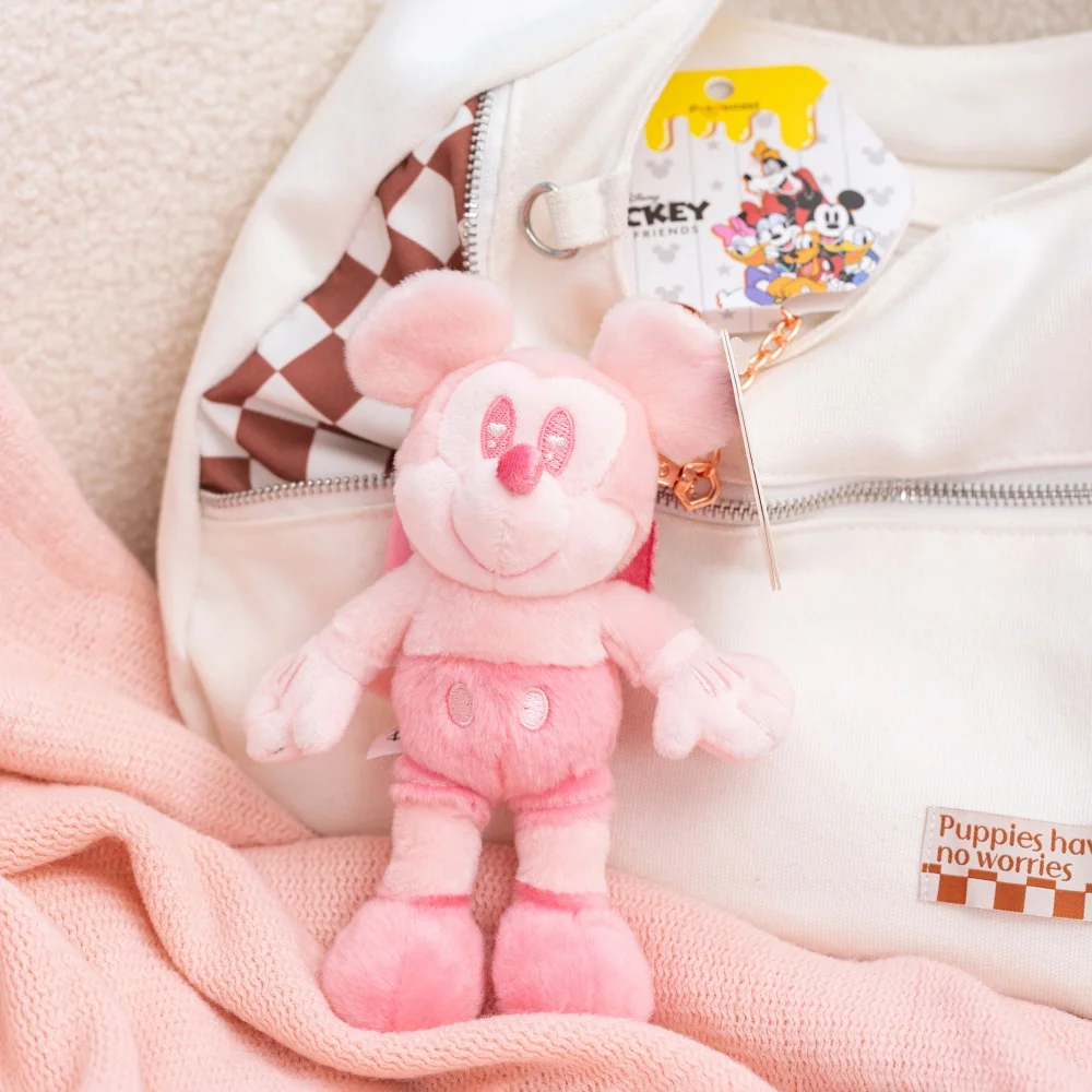 19cm Disney Pink Mickey Mouse Minnie Stitch Plush Pendant Girl Valentine's Day Gift Kawaii Bag Backpack Phone Plush Keyring view 5