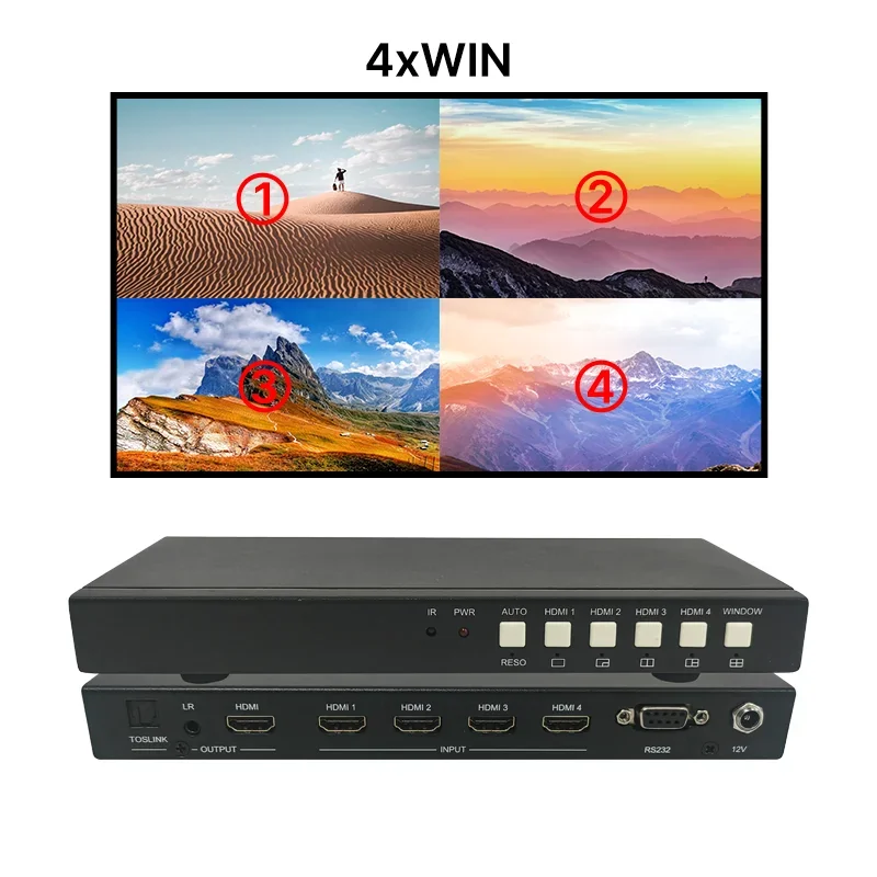Ultra 4K HD 3840x2160 @ 60 هرتز وحدة تحكم جدار الفيديو رباعية الشاشة الفاصل 4x1 معالج ربط جدار الفيديو