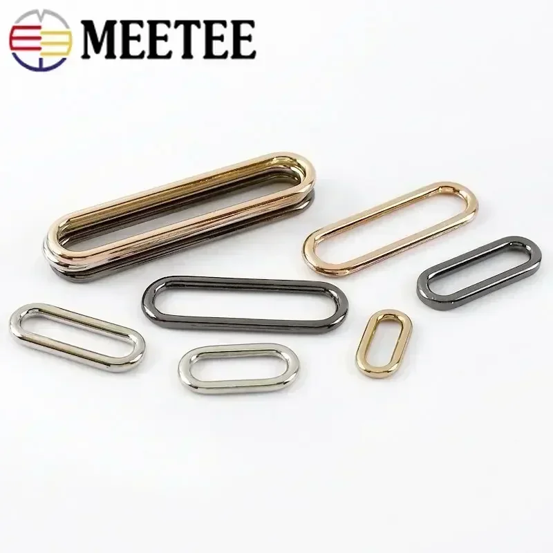 Meetee-Oval Metal Buckle Bag Strap, O Anel, Ajustar Fecho Gancho Collar Dog, DIY Garment Costura Acessório, 15mm, 20mm, 25mm, 32mm, 40mm, 50mm, 60