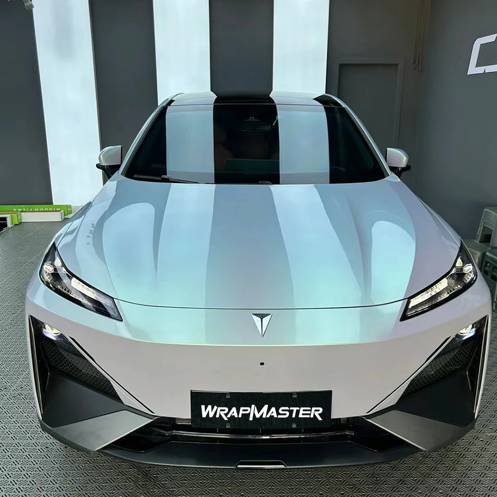 Chameleon Vinyl Wrap Roof Glitter Gloss Blue White Green Interior Car Wrap Custom Paint Film - view 3