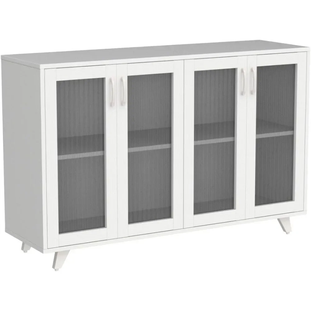 Kitchen Buffet Server Table Accent Sideboard Cupboard Server Buffet Console Table with Doors Cabinet (49inch, white)