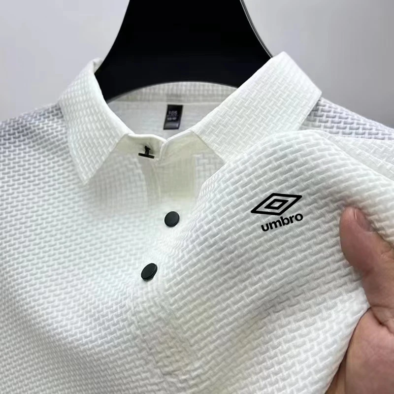 umbro Men's High-quality New 2025 Short Sleeved T-shirt Cool and Breathable POLO Shirt Business Casual, Sweat Absorbing