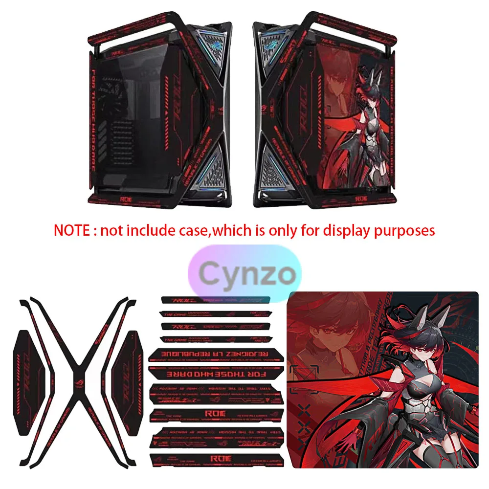 DIY 16pcs KIT Suede Stickers for ROG GR701 HYPERION Case, Chassis Frame/Back Decoration Sticker Protective Film
