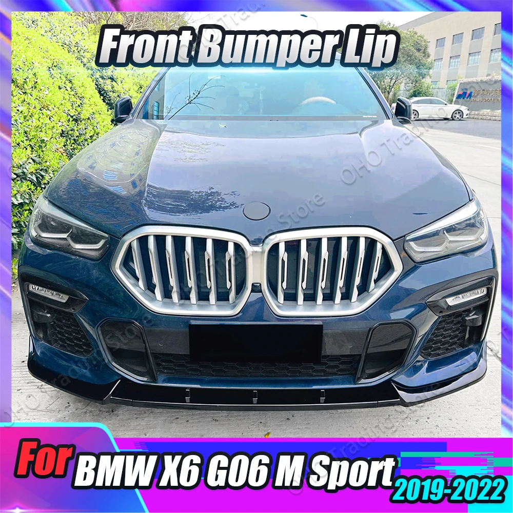 

Car Front Bumper Lip Splitter For BMW X6 G06 M Sport 2019 2020 2021 2022 2023 Diffuser Body Kit Spoiler Trim Black Tuning