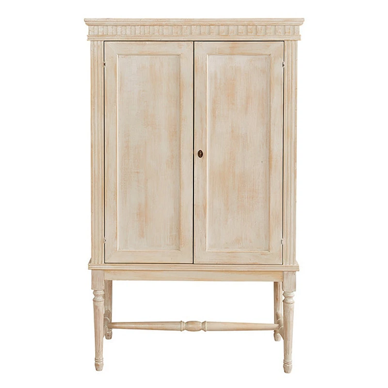 American Retro Sideboard Cabinet Small Apartment Double Door Showcase with Drawer Export Complete Package