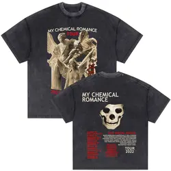 Washed Vintage Men Rock Band My Chemical Romance Tshirt MCR Hourglass 2022 Tour T-shirts Mens Oversized T Shirts Short Sleeve