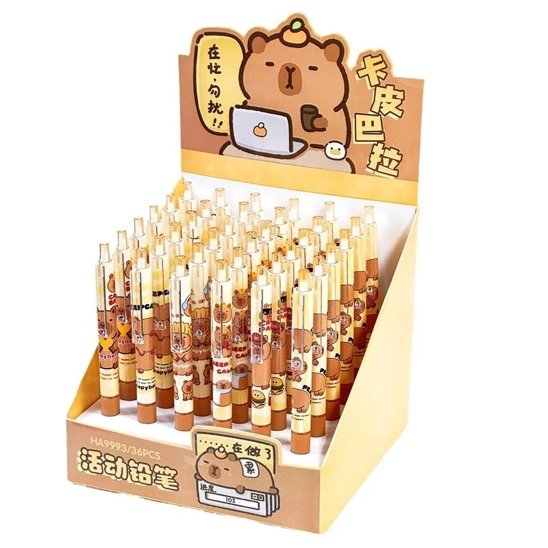 36 pcs/lot Kawaii Capybara Mechanical Pencil Cute 0.5mm Drawing Writing Automatic Pen School Office Supplies