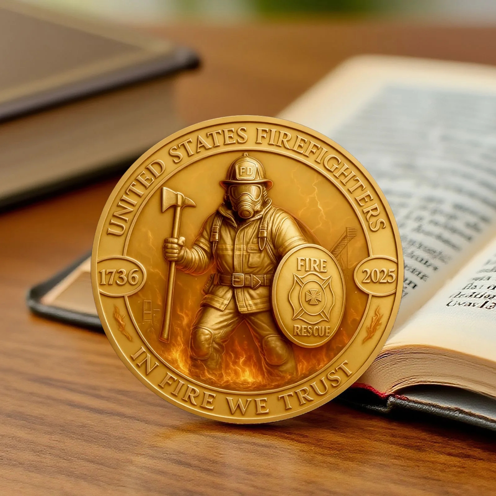 Honor The Fallen Printing Gold Plated Souvenir Coin We Trust United States Firefighter Collection Coin Home Decoration view 6