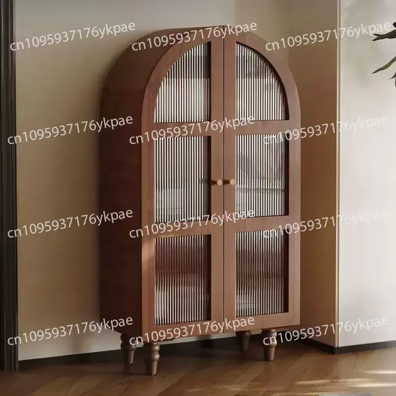 Solid Wood Oak Living Room Side Cabinet Multifunctional Wall Mounted Locker Household Furniture 5 + Drawer/Shelf Hinged Door