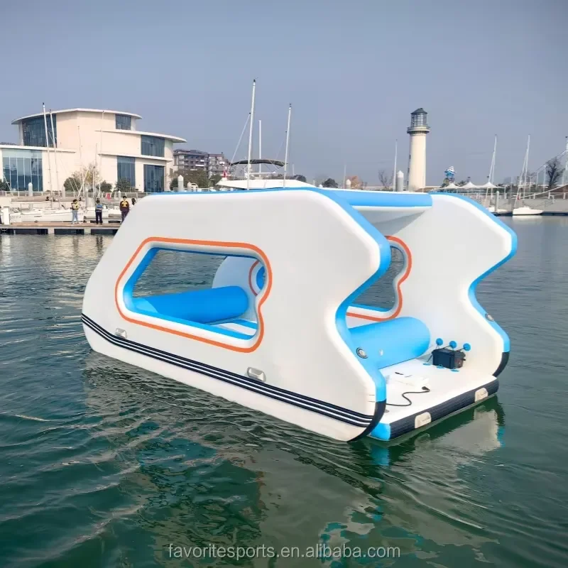 2026 New Solar Powered Inflatable Houseboat Catamaran Design 4.5M Foldable Eco Friendly Living on Water