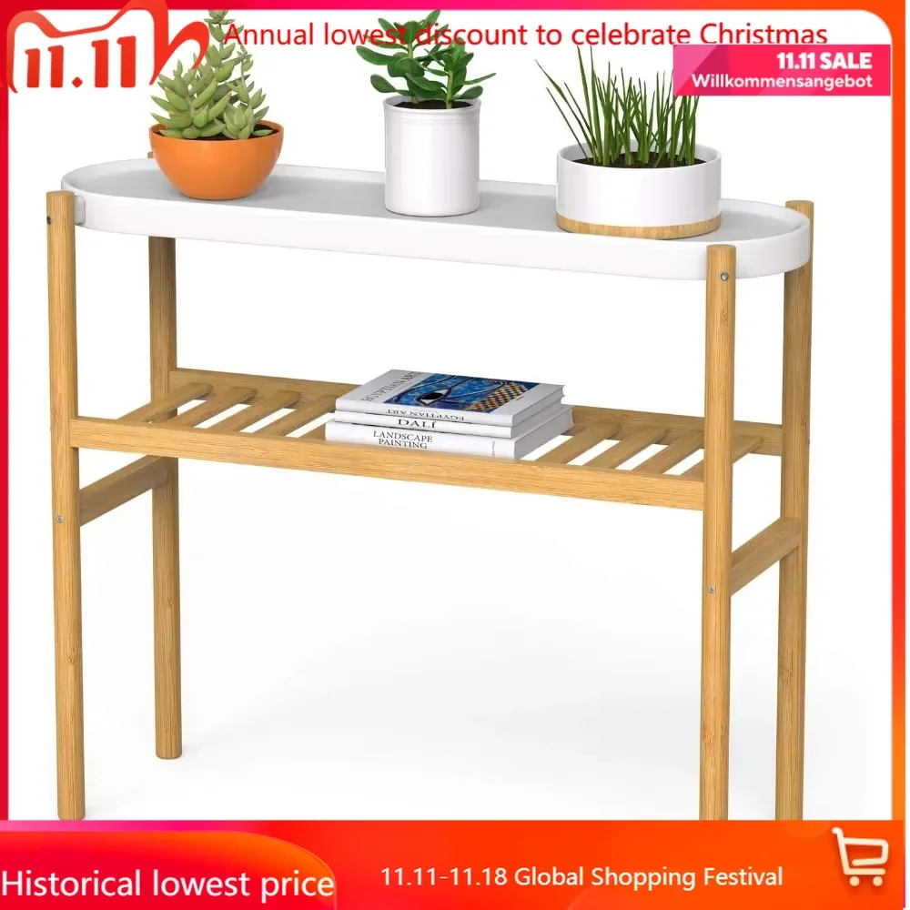 

Бамбуковая полка для дома, 2-х уровневая высокая подставка для окон, стол для нескольких растений... estantes para plantas, балконная полка для растений