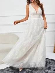 Abiti da sposa in pizzo principessa floreale Beach Women Illusion Back Appliques Scollo a V Abiti da sposa a sirena Tulle Abiti da sposa