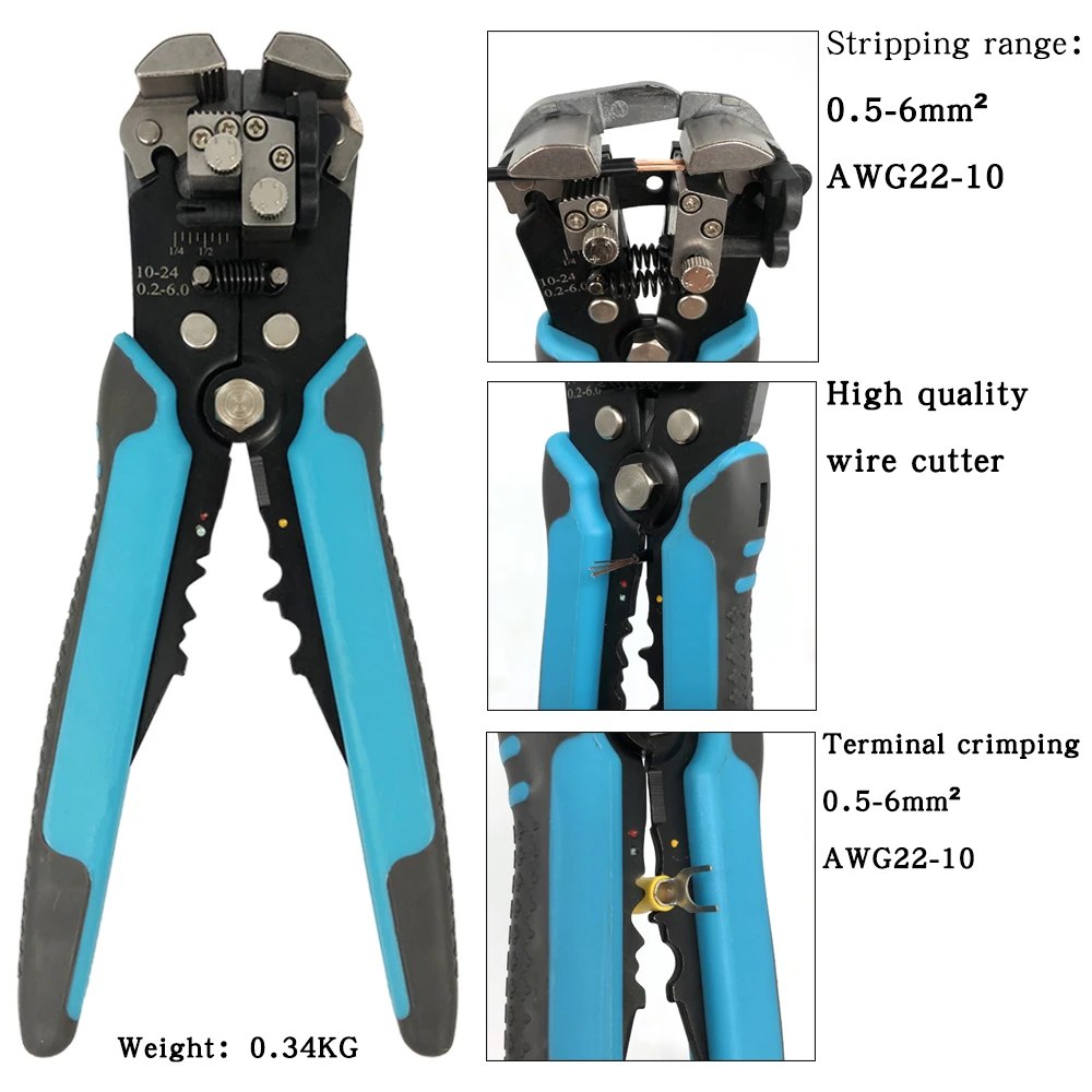 

Automatic Wire Stripper SH-371 Pliers 0.5- 6mm2 AWG22 - 10 Terminal Crimping Kit Multifunctional Cable Cutter Stripping Tools