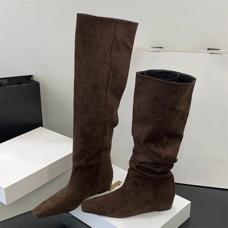 

Eilyken Punk Style Over The Knee Boots Women's Wedges Low Heels Shoes Fashion Thigh High Long Botas Para Mujer