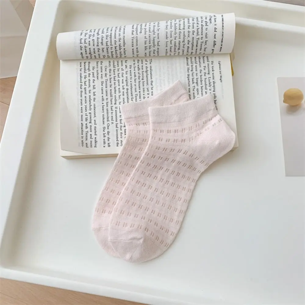6Pairs Fashion Simple Mesh Hole Socks Ins Style Breathable Solid Tube Socks Female Hosiery Sweet Socks Women Girl
