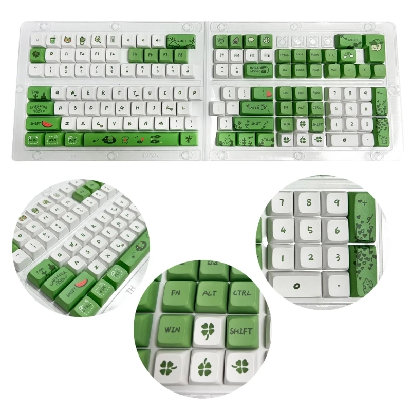 Keycaps 125PCS Green  Keycaps XDA  Full Set Keycap DyeSubbed Thick PBT  for Gaming Mechanical Keyboard