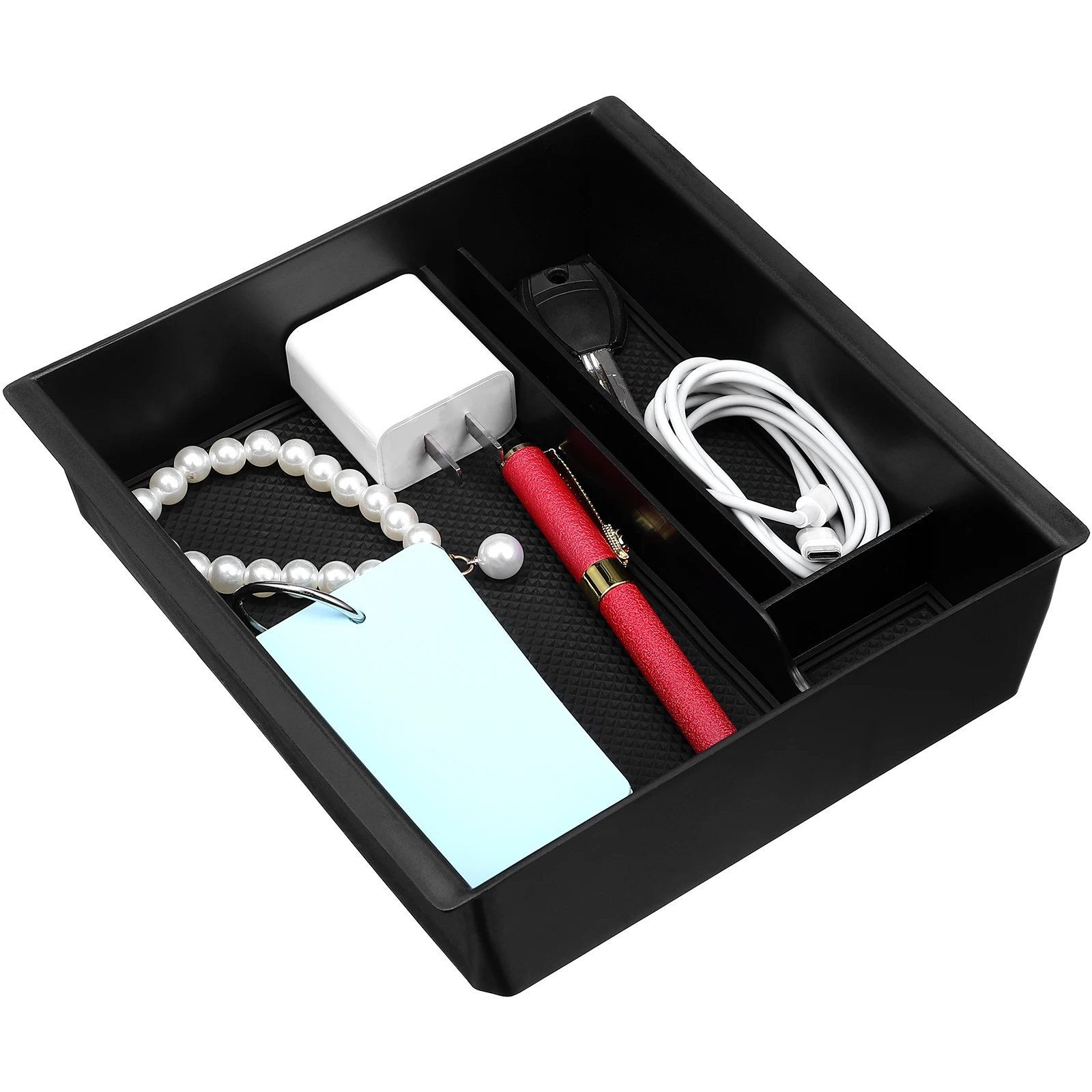 

Central Control Storage Box ABS Black Car Console Organizer Protective Padding Sturdy Build Car Interior Accessories