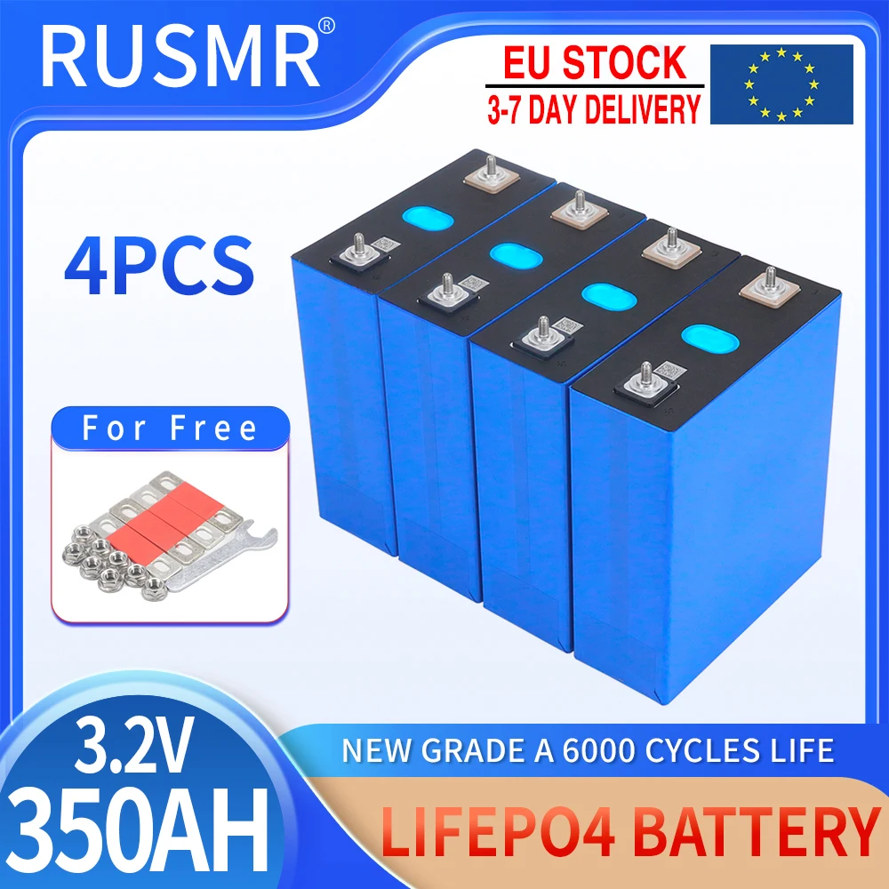 4PCS 3.2V 350Ah 320Ah 230Ah 100Ah 50Ah LiFePO4 Rechargeable Battery DIY 12V for Electric Car RV Solar Energy Golf Cart TAX FREE