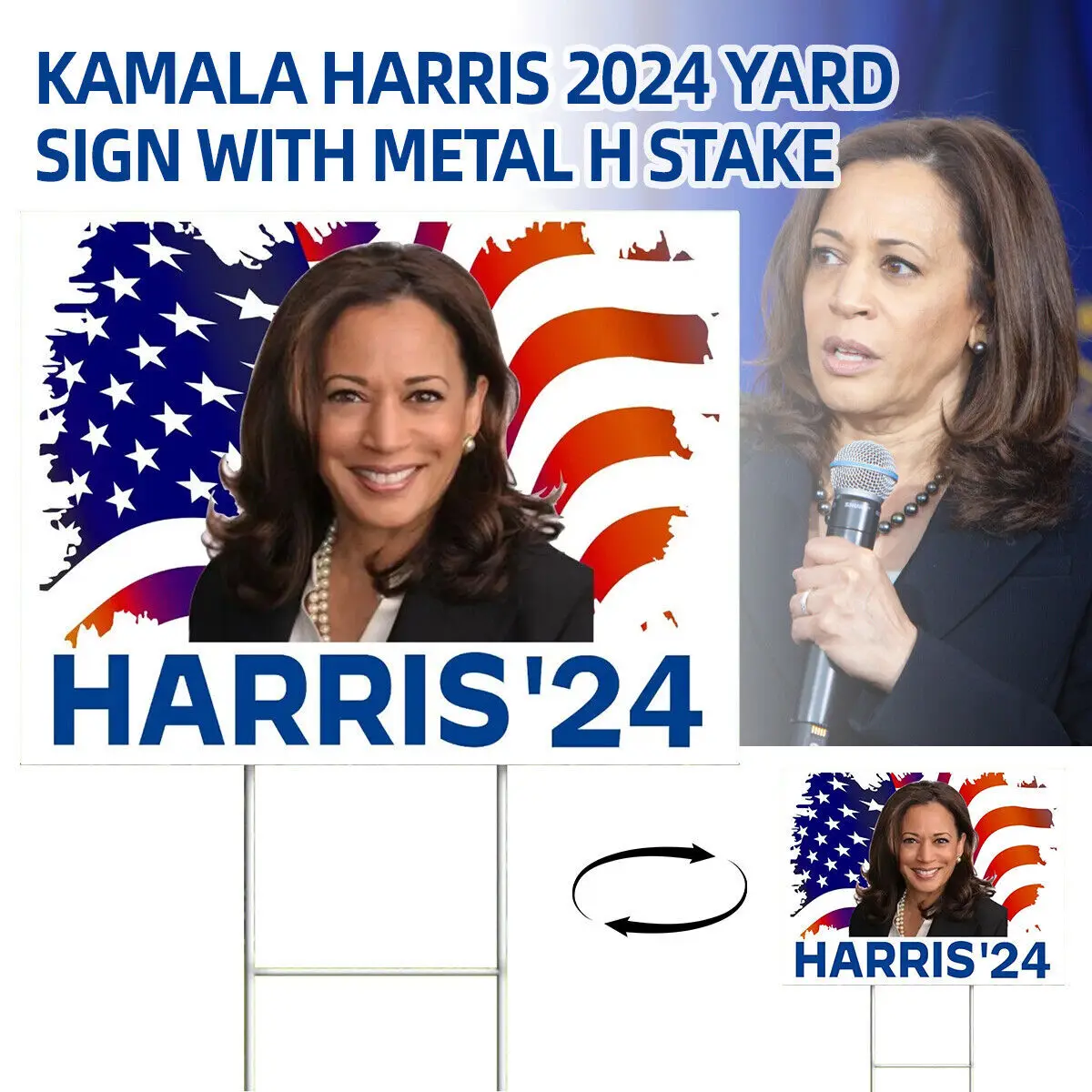 

Kamala Harris Flag Election Yard Sign 24"*18" With Metal H Stake, Foldable