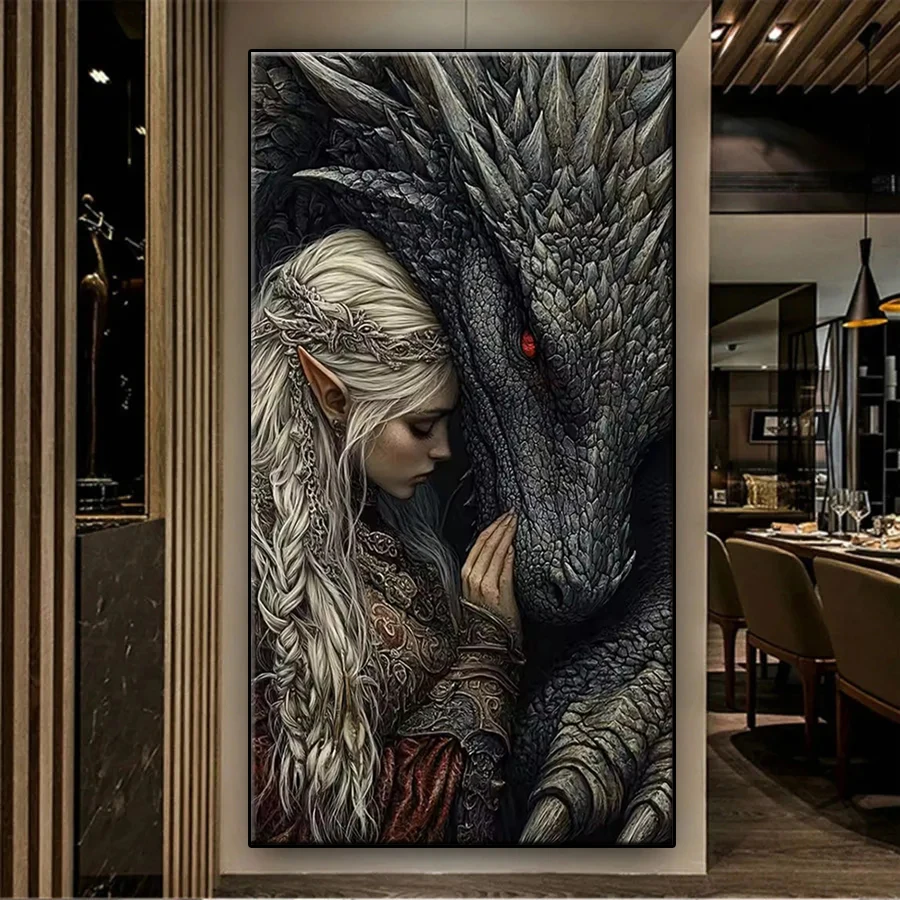 

Diamond Painting Kit New Retro Art Angel Elf Woman Animal Dragon DIY Diamond Embroidery Mosaic Home Adult Decoration Gift