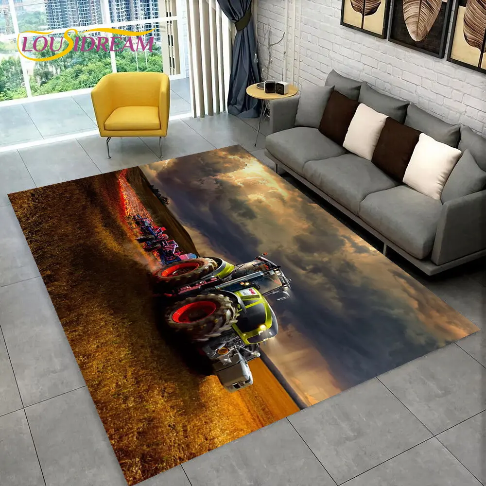 Car Tractor Series Pattern Truck Area Rug,Carpet Rug for Home Living Room Bedroom Sofa Doormat Decor,kids Non-slip Floor Mat 3D