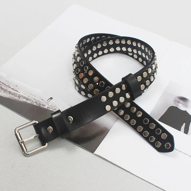 

2,7 см новый женский черный ремень из воловьей кожи, женский декоративный ремень из натуральной кожи с заклепками, модные универсальные ремни в стиле ретро