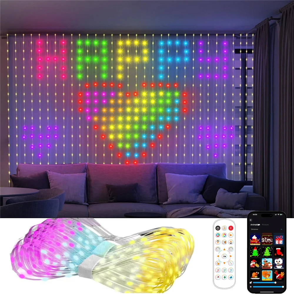 

400 светодиодных умных штор, RGBIC, оконный сказочный свет, управление через приложение, удаленный музыкальный режим для дома, Хэллоуина, Рождественского декора