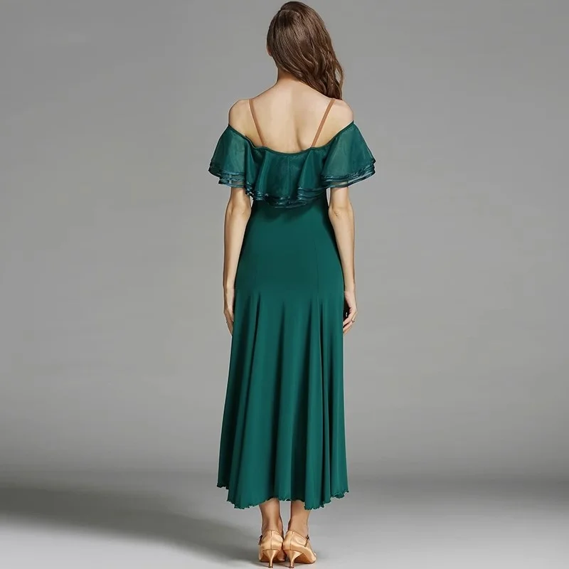 gonna lunga da ballo classica francese da donna, colletto a foglia di loto, danza moderna, costume da spettacolo teatrale, abito da ballo rosso