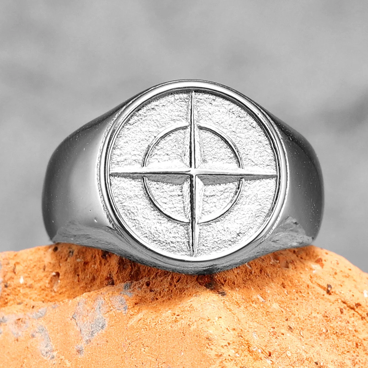 Compass Men Ring 316L Stainless Steel Star Polaris Ring Punk Rock Rap for Biker Male Boyfriend Mariner Jewelry Gift Wholesale