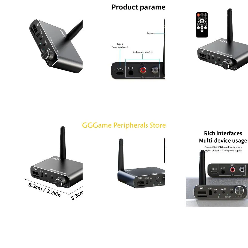 

U55B Advanced Bluetooth-compatible 5.4 Audios Receiver Mini Design Car Home Stereo Adapter With U Disk TF Card Slot Playbacks
