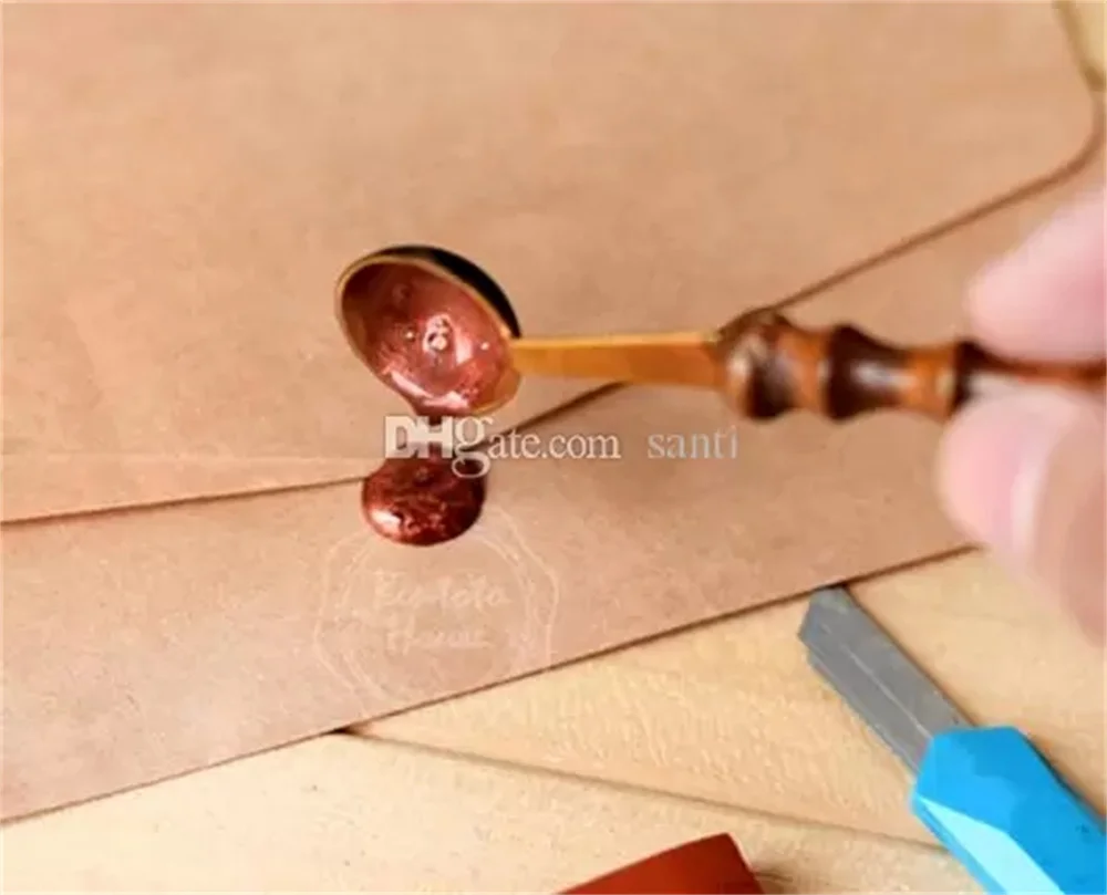 100pcs/lot Quality Wax Stamp Sealing Wax Spoon Vintage Wood Handle Sealing Wax Spoon Anti Hot Wax Spoon