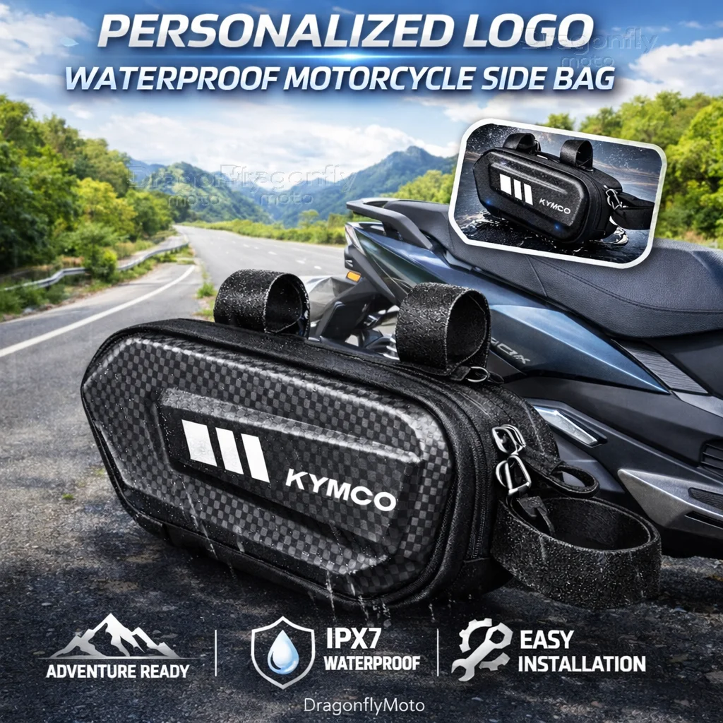 

Для мотоциклов KYMCO Xciting 250 300 400 AK550 2017-2020: Боковая сумка с индивидуальным логотипом, водонепроницаемая, жесткий корпус, седельная сумка
