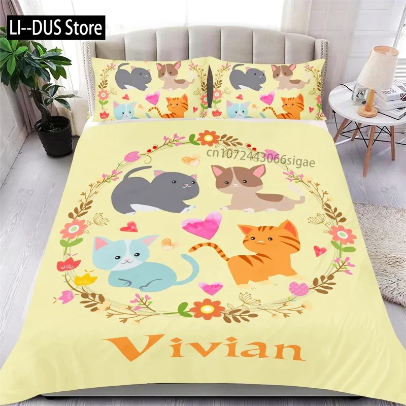 

Lovely Koala Flowers Duvet Cover Cartoon Animal Bedding Set Elephant Cat Deer Leaves Quilt Cover King for Kids Child Gift Decor