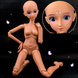 1/3 BJD Doll 60CM Black Skin Doll Ball Jointed Female Body With 3D Eyes Can Open Head Diy Girl Toys For Kids Gift