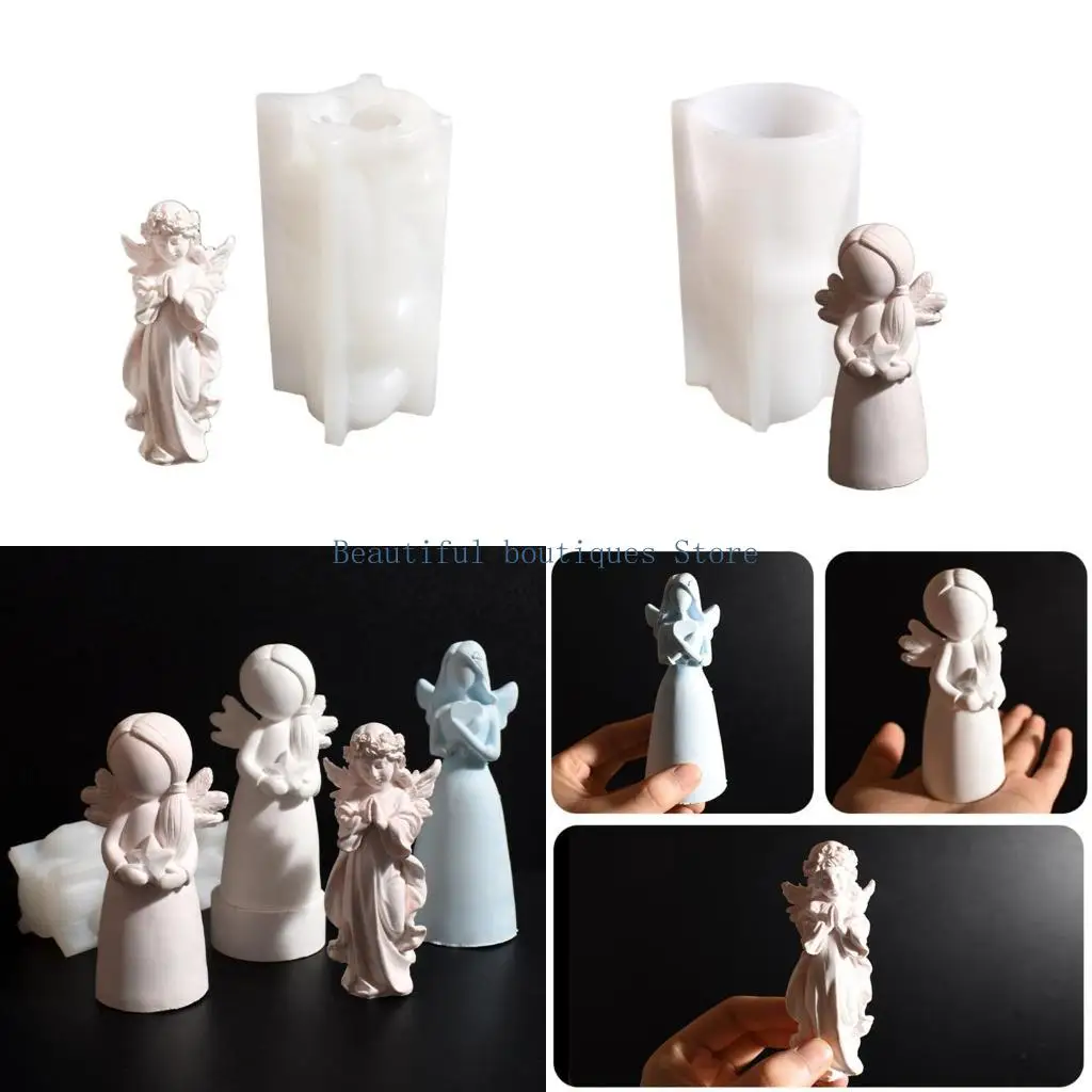

U4LF Silicone 3D Angel Shaped Candle Mold for Handmade Enthusiasts Aromatherapys Mould Practical Craft Classroom Supplies