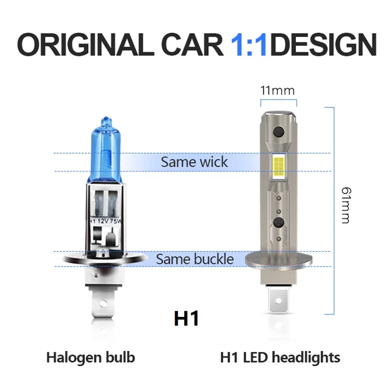 H1 LED Headlights Bulbs Fanless Car Fog Lamps Daytime Running Lights Super Bright Fog Light LED H1 Automotive Lamp 6000K 12V 6PC