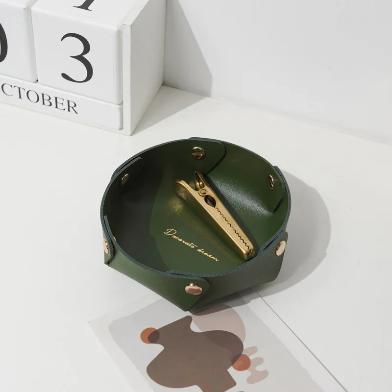 New Storage Tray Nordic Ins Leather Desktop Storage Box Key Door Cosmetics Jewelry Porch Debris Storage Box Storage Tray