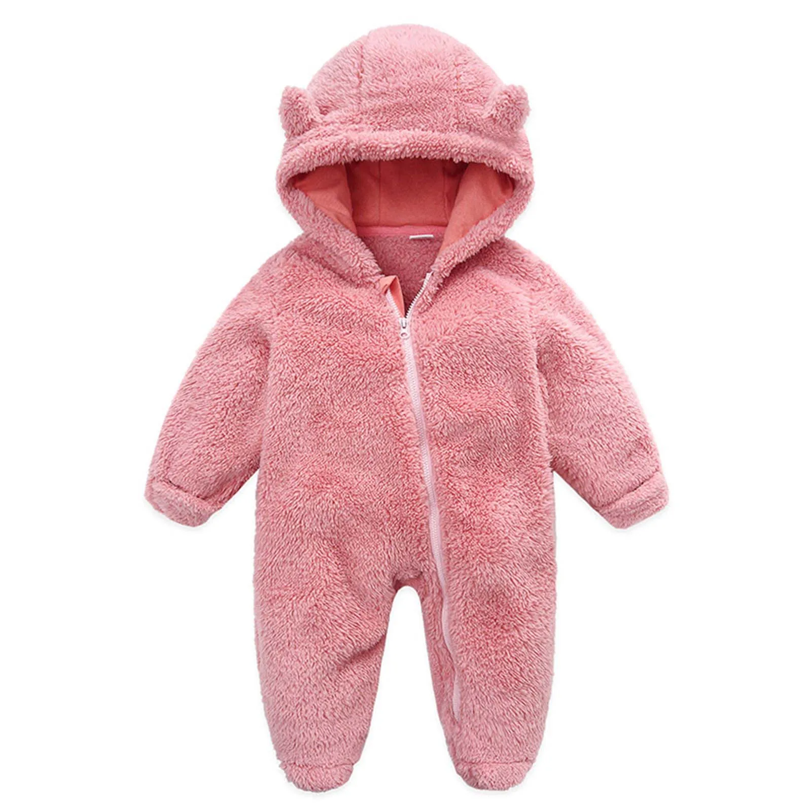 

New Hot Winter Baby Hooded Jumpsuit Winter Outwear Infant Flannel Romper for Autumn Spring and Winter