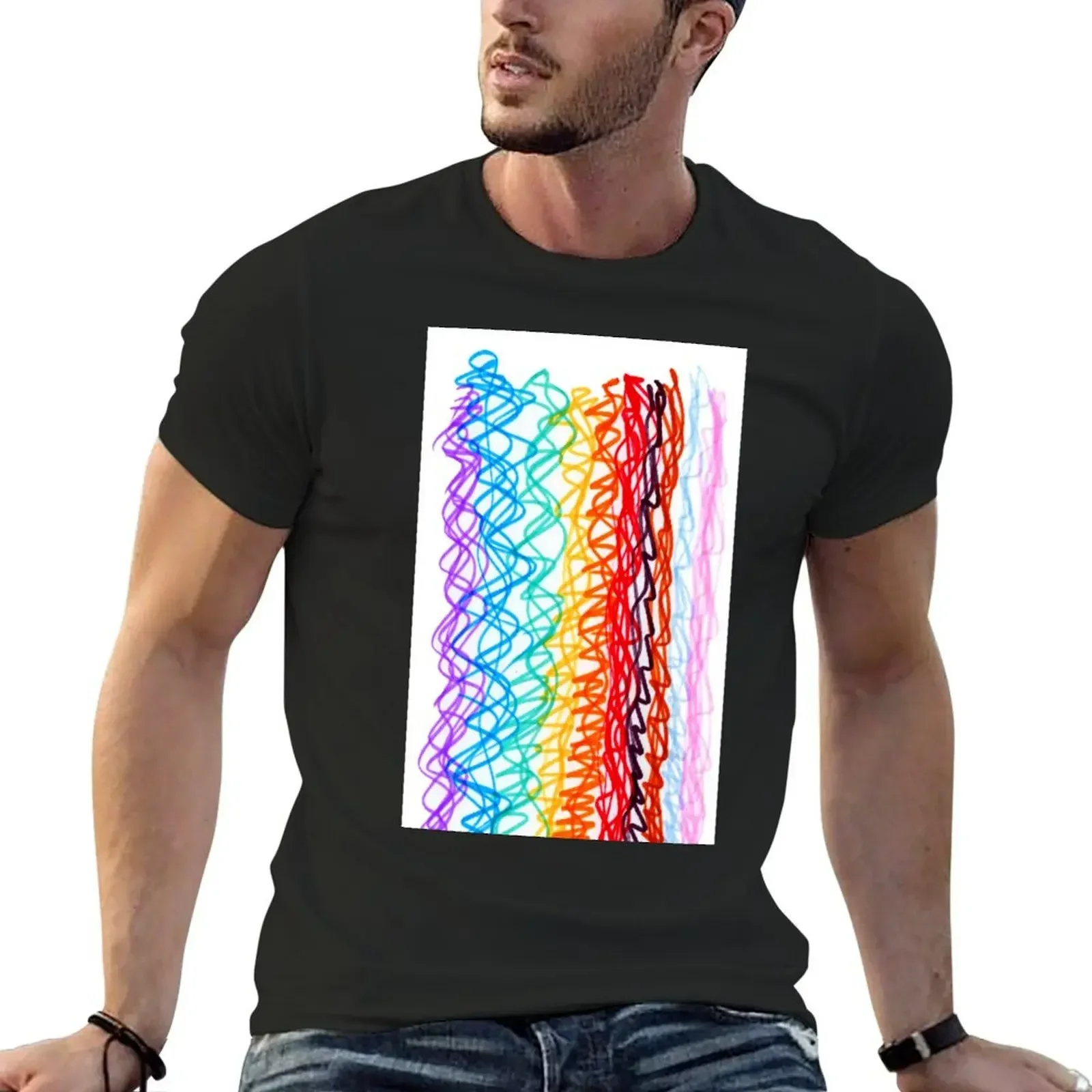 

Pride Waves, progressive rainbow flag colour wave scribble T-Shirt sublime graphics t shirt for men