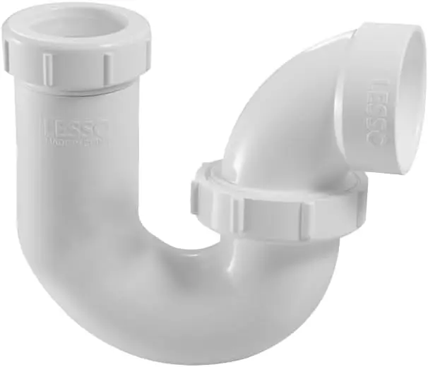 

П-образный сифон из ПВХ 1,5 дюйма | Комплект для слива воды с защитой от протечек и запаха для раковины в ванной/кухне с белым резьбовым адаптерным кольцом | 1-1/2" Whi