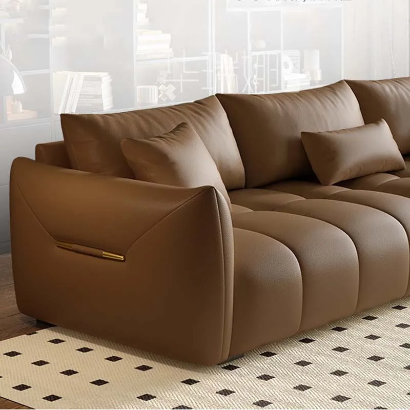 Minimalist Living Room Sofa Luxury Sectional Italian Leather Sofa Elegant Modern Salon Canape De Luxe Moderne Room Decor