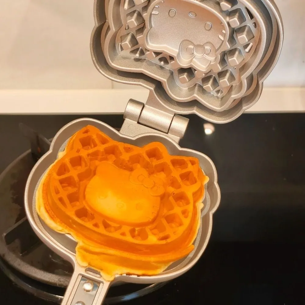 

Anime Sanrio Hello Kitty Shaped Waffle Maker Removable Pancake Pan Sandwich Bread Crimping Sealing Waffle Grill Kawaii Lovely