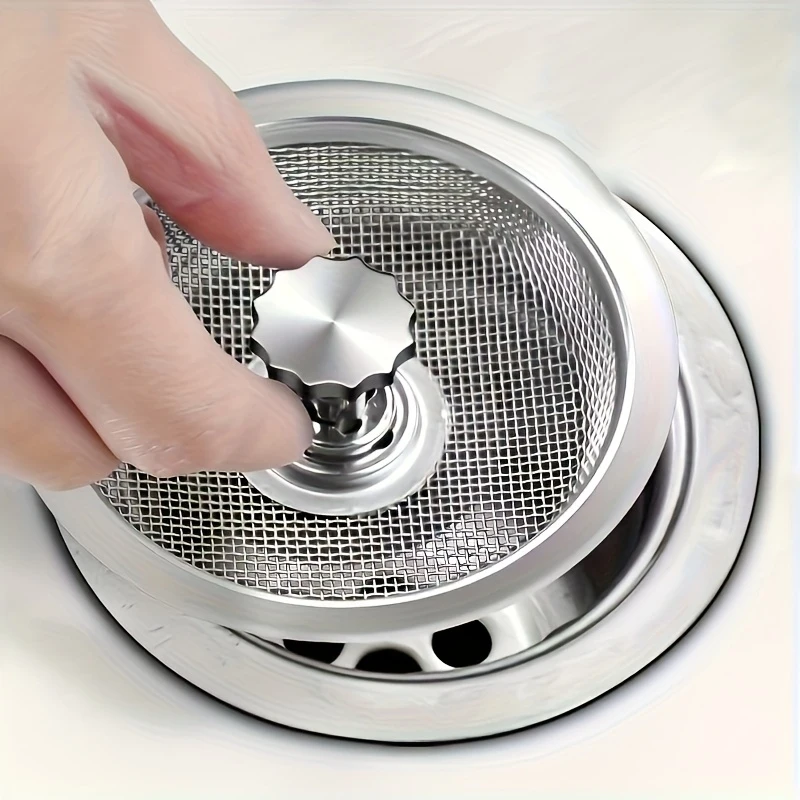 

1Pcs Stainless Steel Kitchen Sink Strainer-Anti-Clog Mesh with Center Knob,Easy to Clean,for Washbasin Drain,Sink Accessories