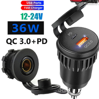 Fast charge Din car socket Universal Waterproof PD motorcycle usb charger 54W QC3.0 USB Type C PD Fast Charger Power Adapter set