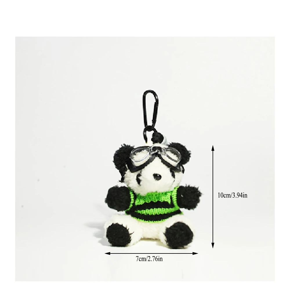 นักบิน Panda Key Chain น่ารักถักตุ๊กตา Plush รถ Key Chain Creative กระเป๋าจี้สาวของขวัญสร้างสรรค์ตุ๊กตาแว่นตากันแดดตุ๊กตาตุ๊กตา