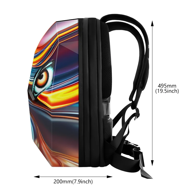 Kolorowy Plecak Rowerowy z Diodą LED, Programowalne Sterowanie, Twardy Wodoodporny Plecak Rowerowy