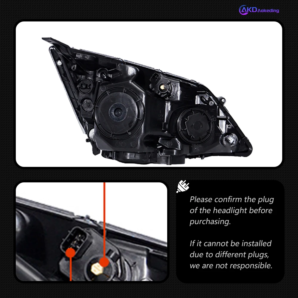 AKD Head Lamp for Honda CR-V LED Headlight 2007-2011 Headlights CRV DRL Turn Signal High Beam Angel Eye Projector Lens
