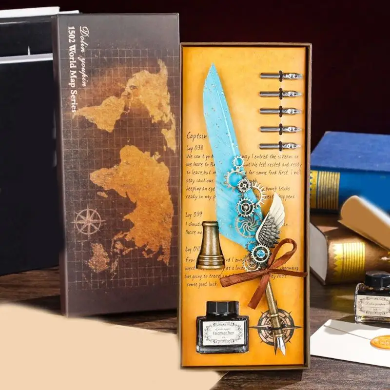 

Y5JB Fountain Pen Gift Set Retro Quill Pen With Multiple Nib And Refillable Inks For Beginner Artistic Handwriting