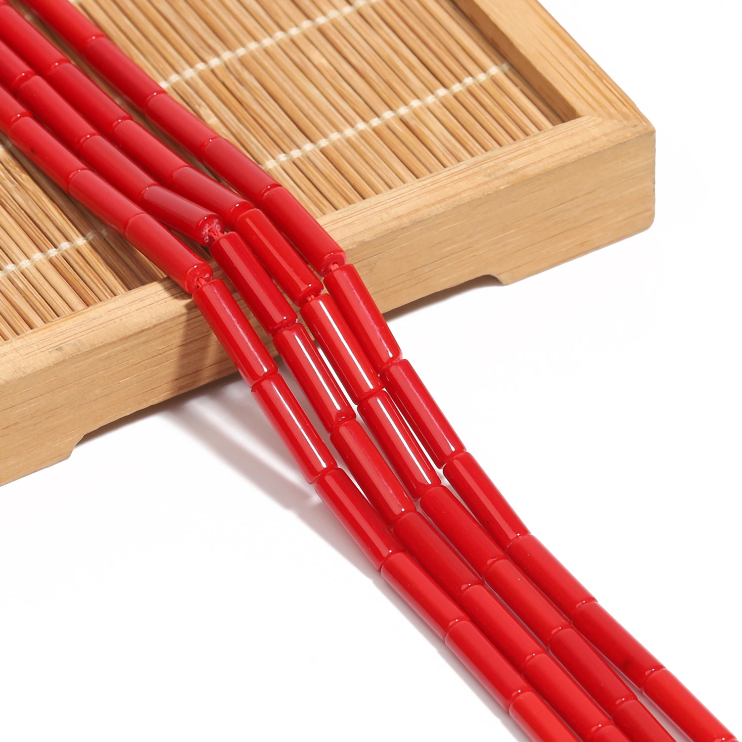 13x4mm Round Tube Shape Beads Red Coral Stone Beads for Jewelry Making Diy Wristband Necklace Loose Beads Accessories