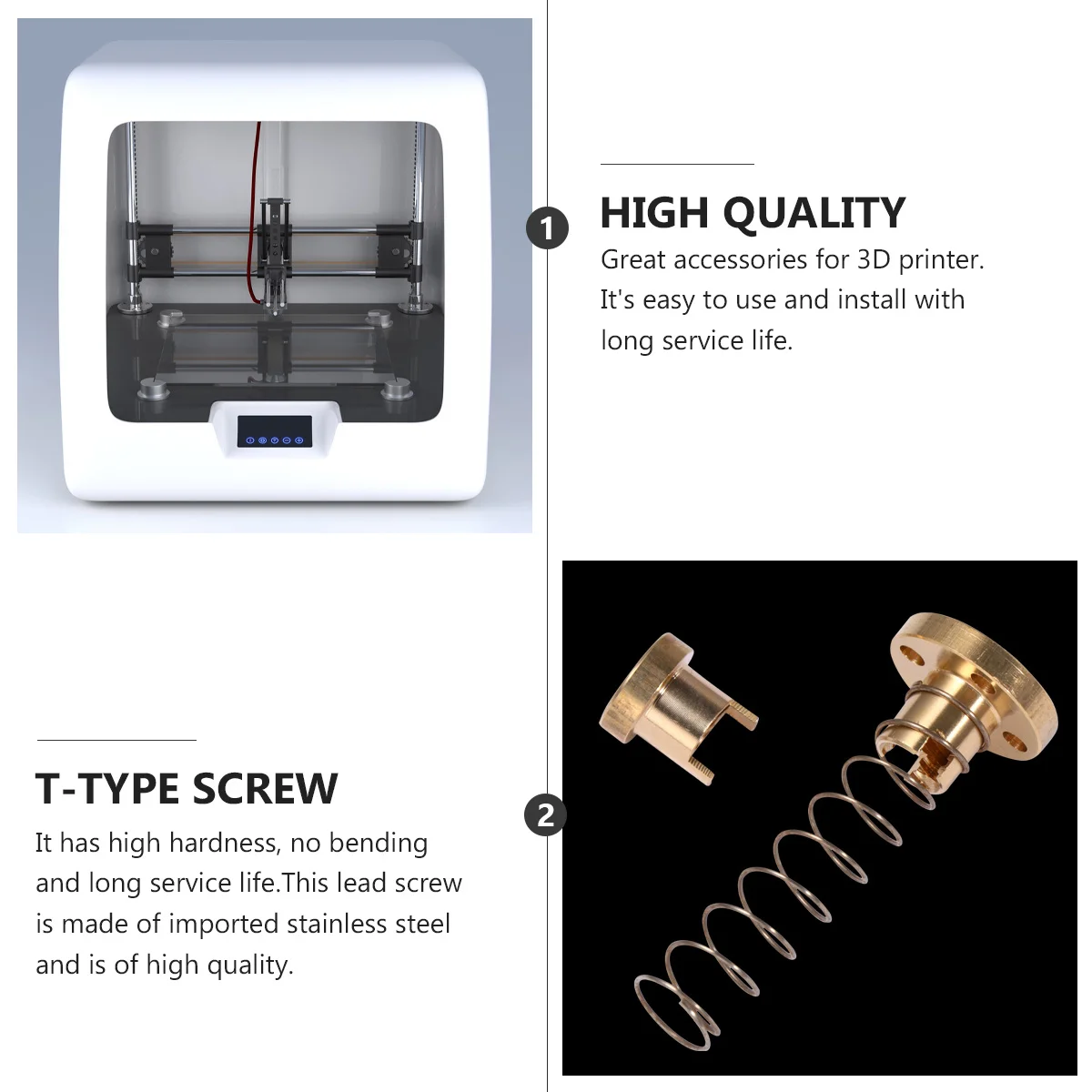 

2Pcs Anti Backlash Spring Loaded Elimination Gap Nut for 3D Printer Lead Screw High Durability Stainless Steel Printer